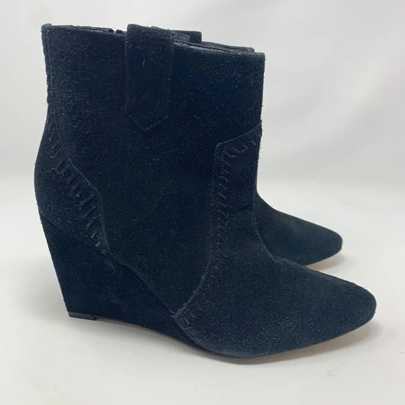 Rebecca Minkoff Bianca Wedge Booties Black Suede - Picture 7 of 12